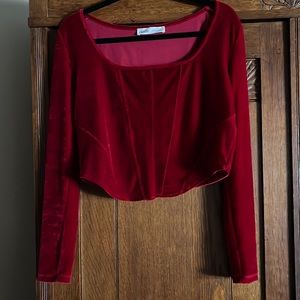 Elodie Red ♥️Soft Velvet long sleeve round neck top. Perfect for Valentines SzXL